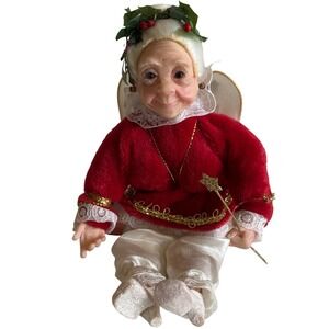 JKC 2006 Mrs Claus Christmas Angel Shelf Sitter Red Velvet Holly